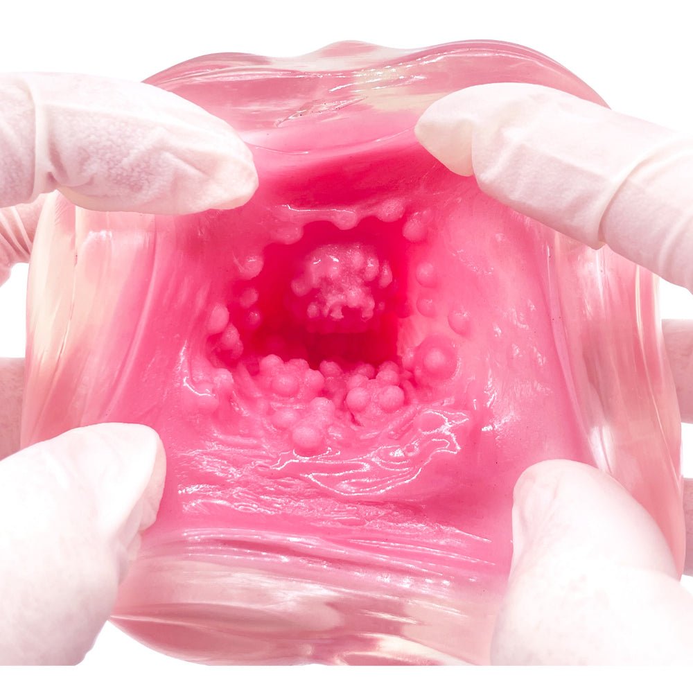 PEACH TOYS KAKU - MEIKI DX Ikura Coaster Dual - Density Textured Clear Onahole - Onahole World